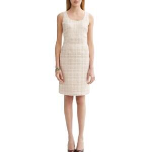 Banana Republic Gold/Ivory Metallic Houndstooth Sheath Dress Size 6